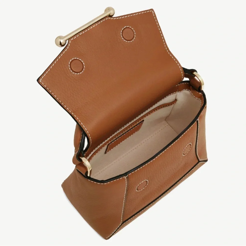 Strathberry Mosaic Nano Leather Mini Tote in tan with vanilla stitching NWT - Picture 6 of 17